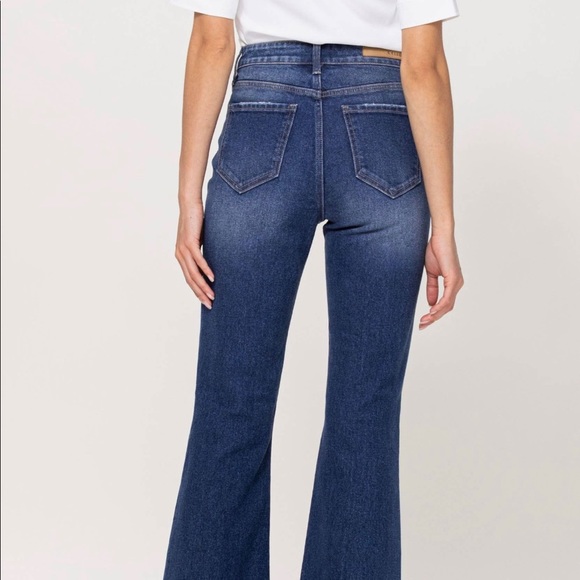 Cello Dark Denim Distressed Flare Jeans - Picture 2 of 4